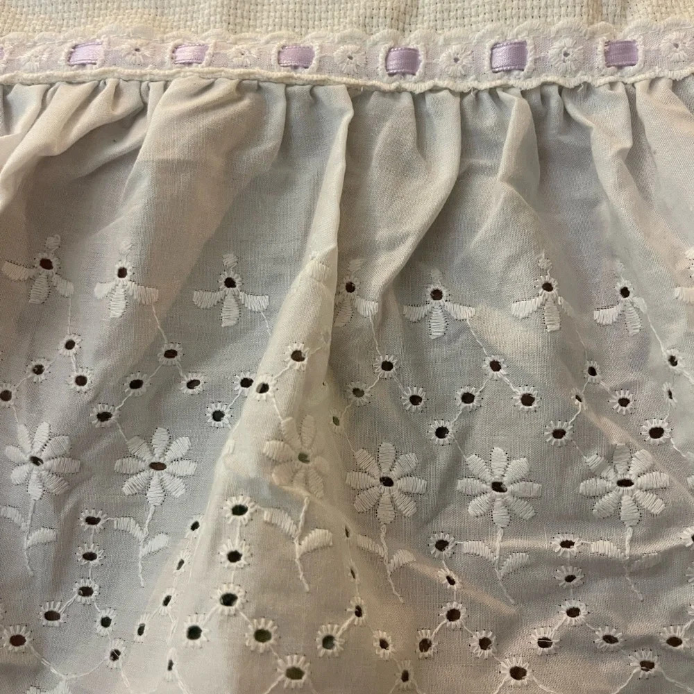 Vintage Precious Moments Handmade Cross stitched Baby Blanket w/ Eyelet Ruffle - Picture 13 of 14